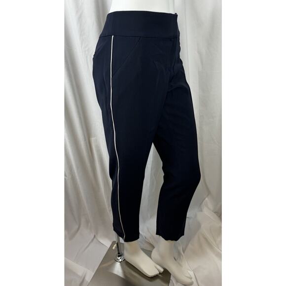 Ann Taylor Cropped Crepe Pant, Navy, Side Stripes Sz: 8, 52-07 - Picture 1 of 15